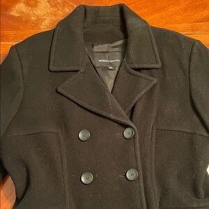 Moda International Double-Breasted Black Pea Coat